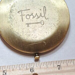 Vintage fossil women's makeup compact powder gold silver